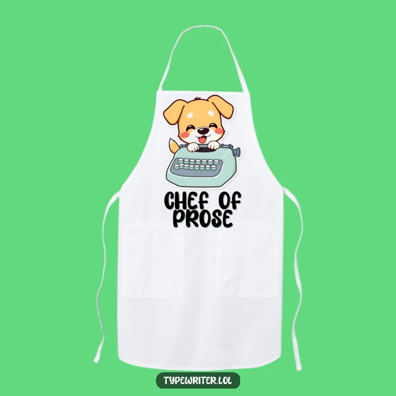 Funny Dog Chef Apron: Playful Pup's Culinary Typing - A Hilarious Kitchen Gift