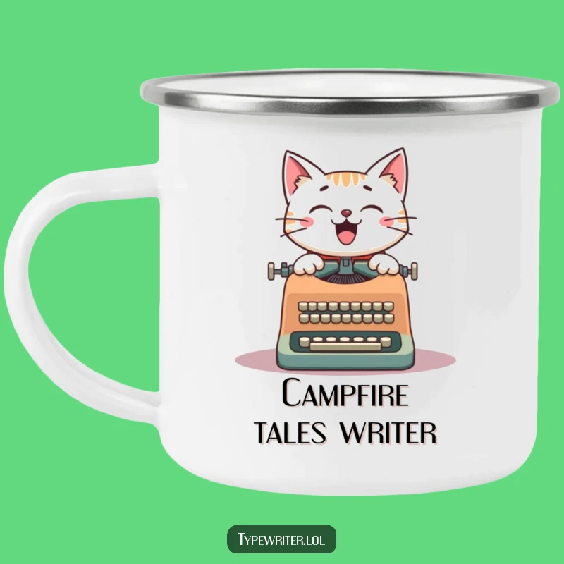 Funny Cat Writer Camping Mug: Literary Adventures with a Feline Friend