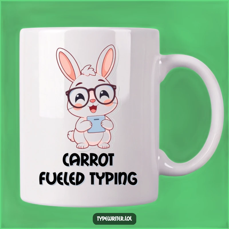 Funny Bunny Typist Mug: Cheerful Scholar Bunny, the Ultimate Funny Gift