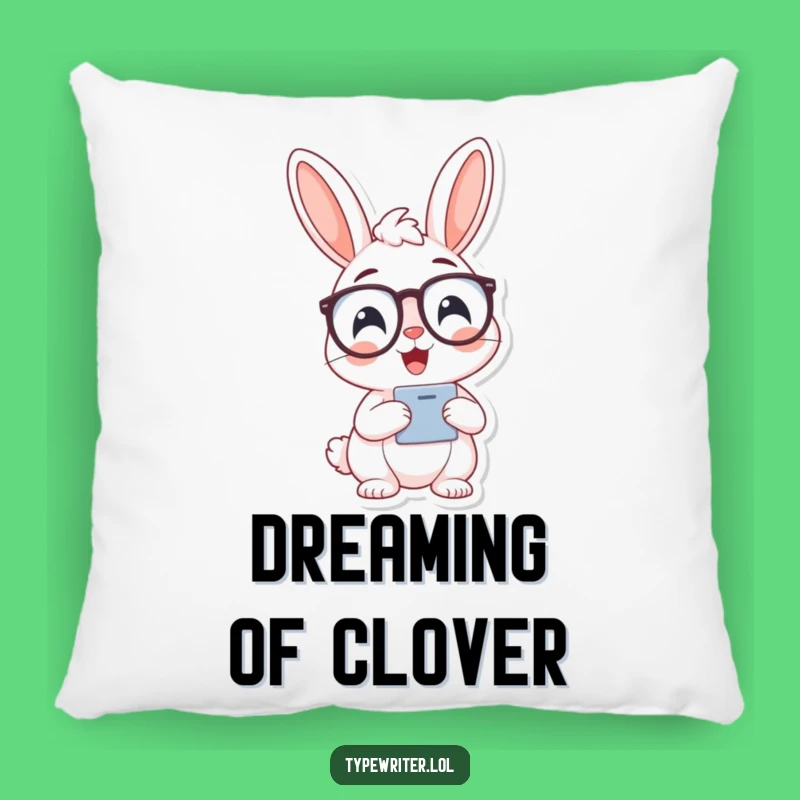 Funny Bunny Typist Pillow: Cozy Scholar Cushion, a Comfy Funny Gift