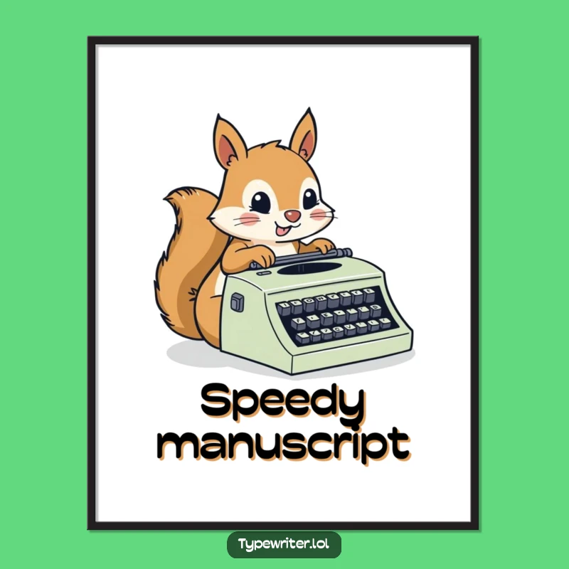 Funny Squirrel Typing Digital Art: Busy Critter's Rapid Creation - Instant Hilarious Gift