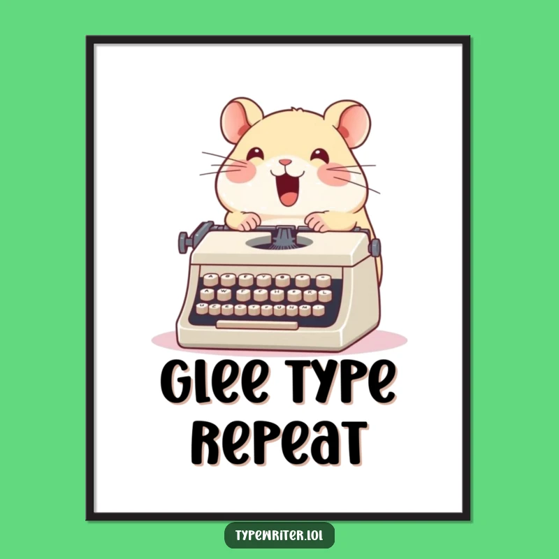 Funny Hamster Typewriter Digital Art: Inspiring Decor and Perfect Funny Gift