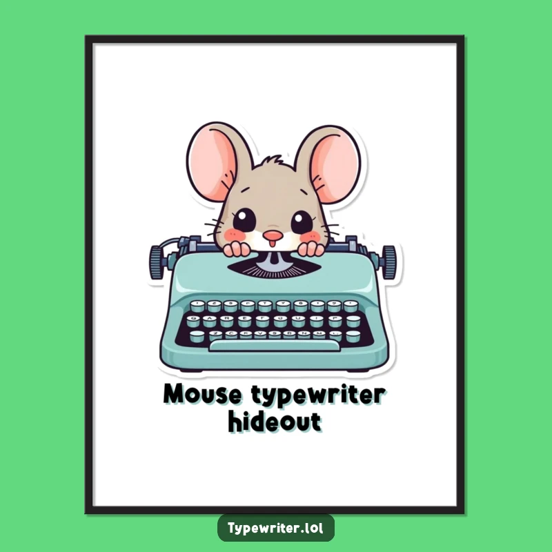 Funny Mouse Writer Digital Art: Playful Peekaboo Downloadable Print, an Instant Funny Gift