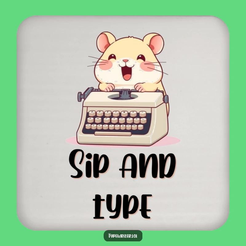 Funny Hamster Typewriter Coaster: Protect Surfaces with Stories and Perfect Funny Gift