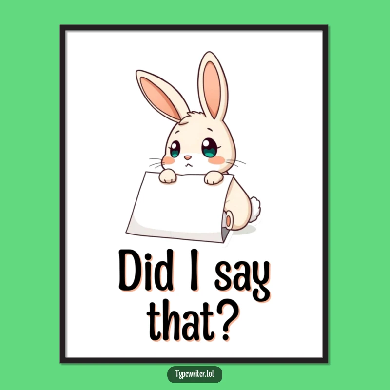 Funny Rabbit Surprise Poster: Curious Bunny's Art of Astonishment - Hilarious Gift