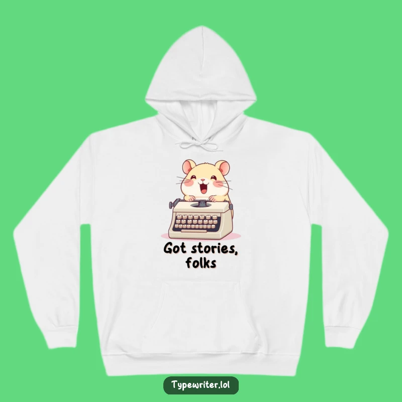 Funny Hamster Typewriter Hoodie: Cozy Writer's Retreat and Perfect Funny Gift