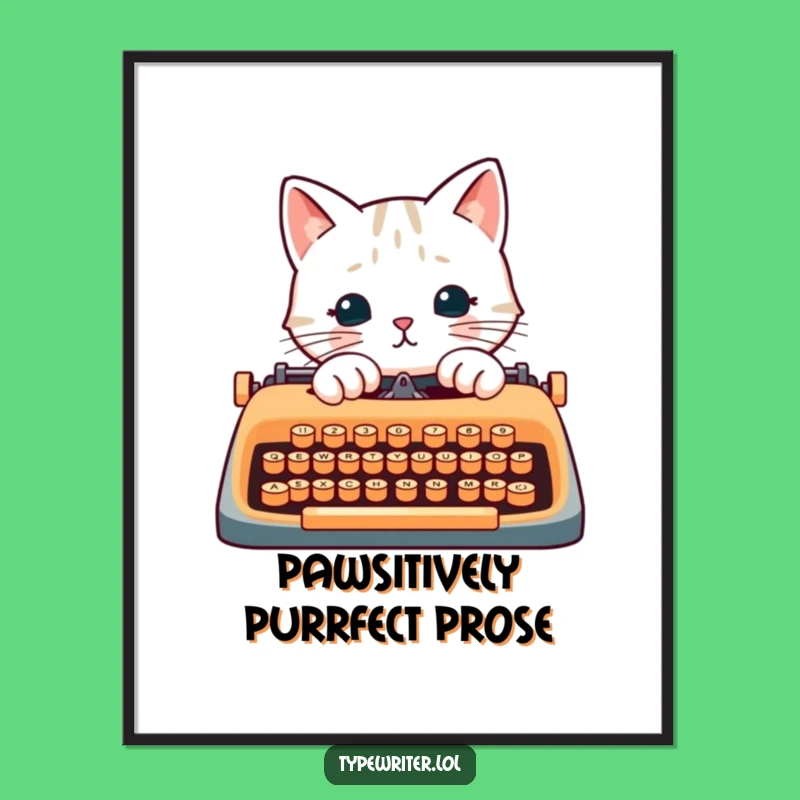 Free Printable Cat Typist Wall Art - Humorous Downloadable Decor for Your Space