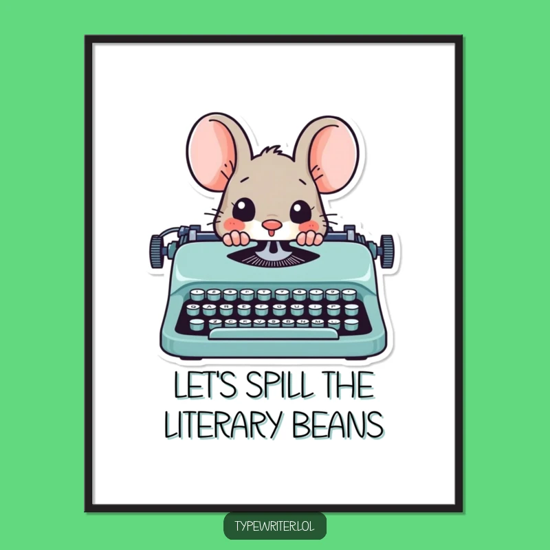 Free Printable Mouse Behind Typewriter Wall Art - Humorous Downloadable Decor