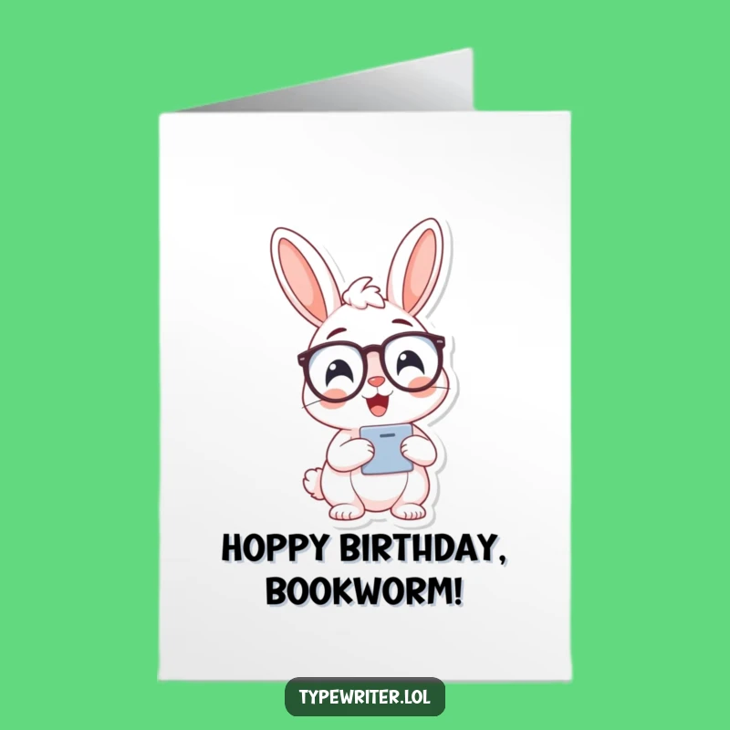 Free Printable Funny Bunny Typist Birthday Card - Downloadable DIY Gift for Smart Laughs