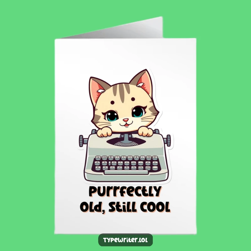 Free Printable Birthday Cat Card: Mischievous Kitty Typist Funny Downloadable Gift