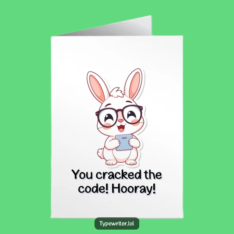 Free Printable Bunny Typist Congrats Card - Hilarious Downloadable DIY Gift for Success