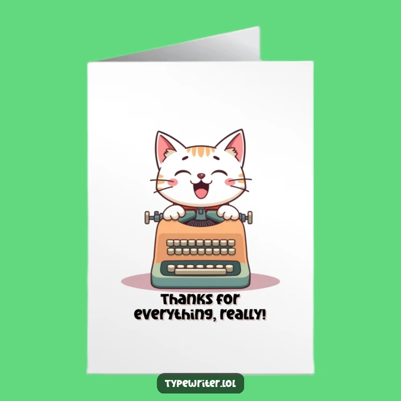 Free Printable Thank You Card: Funny Cat Writer, Vintage Note Greeting