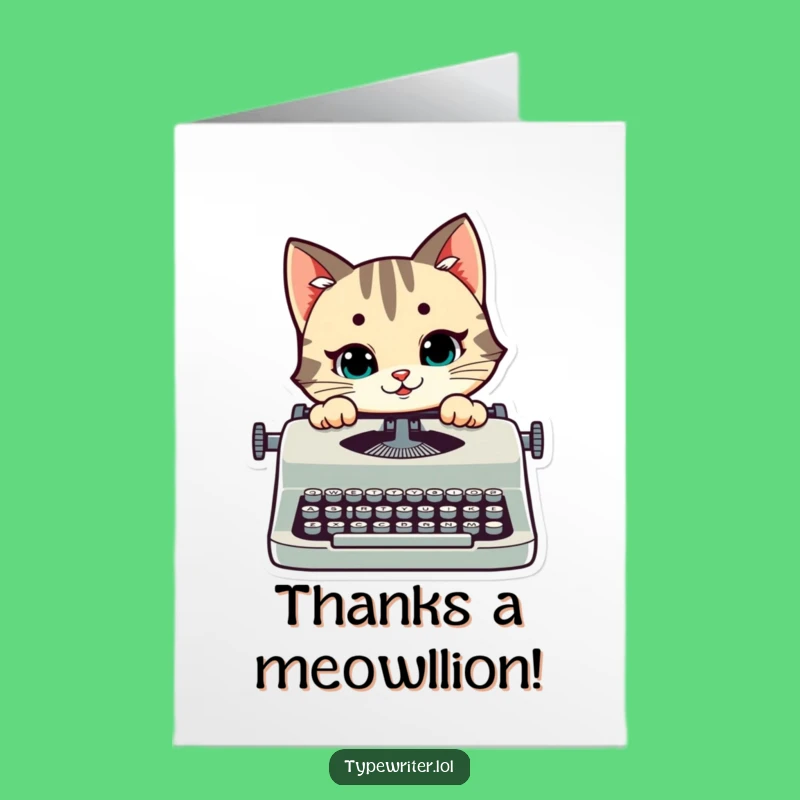 Free Printable Thank You Cat Card: Mischievous Typist Funny Downloadable Gift