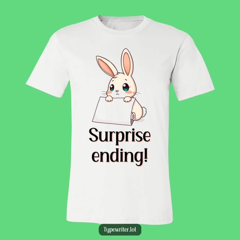 Funny Rabbit Writer's Block T-Shirt: Curious Bunny's Shocked Reaction - Hilarious Gift