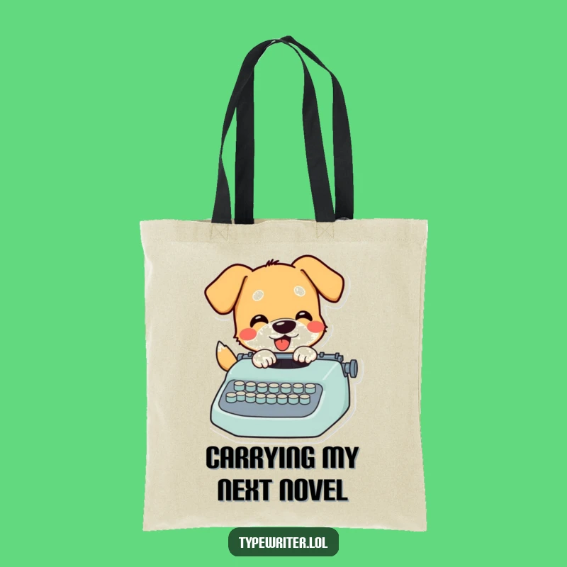 Funny Dog Typist Tote Bag: Playful Pup's Literary Carry-All - A Hilarious Gift